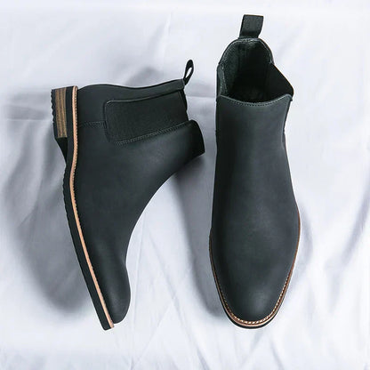 Herren Stiefel Elastisch Knöchelhohe Schlupfstiefel - IdealeKleiden