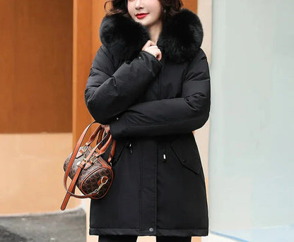 Warm Lined Winter Jacket with Detachable Faux Fur