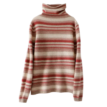 Retro Rollkragenpullover Streifenmuster Winter - IdealeKleiden