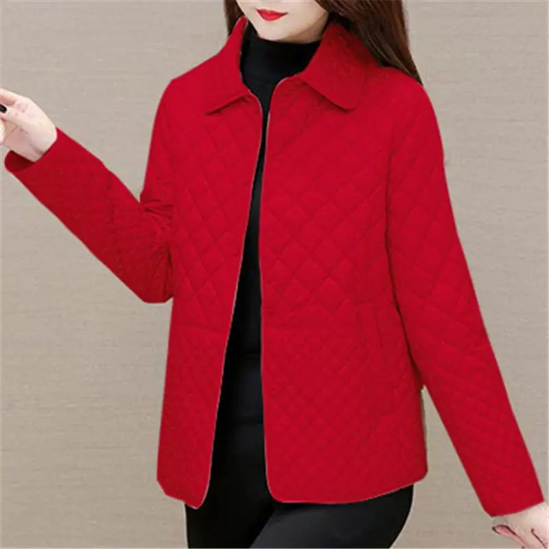 Elegant quilted jacket | Turn-down collar with buttons