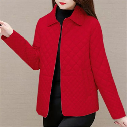 Elegant quilted jacket | Turn-down collar with buttons