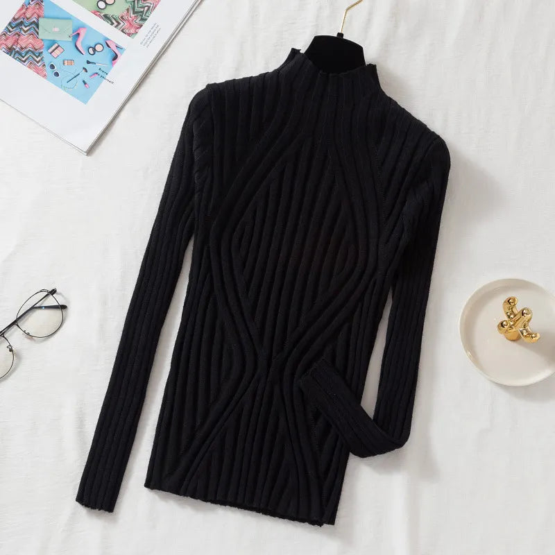 Women's Turtleneck Long-Sleeved Elegant Knitted Sweater