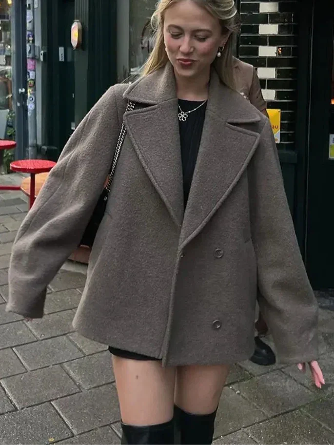 Women's Oversized Double-Breasted Stylish Coat