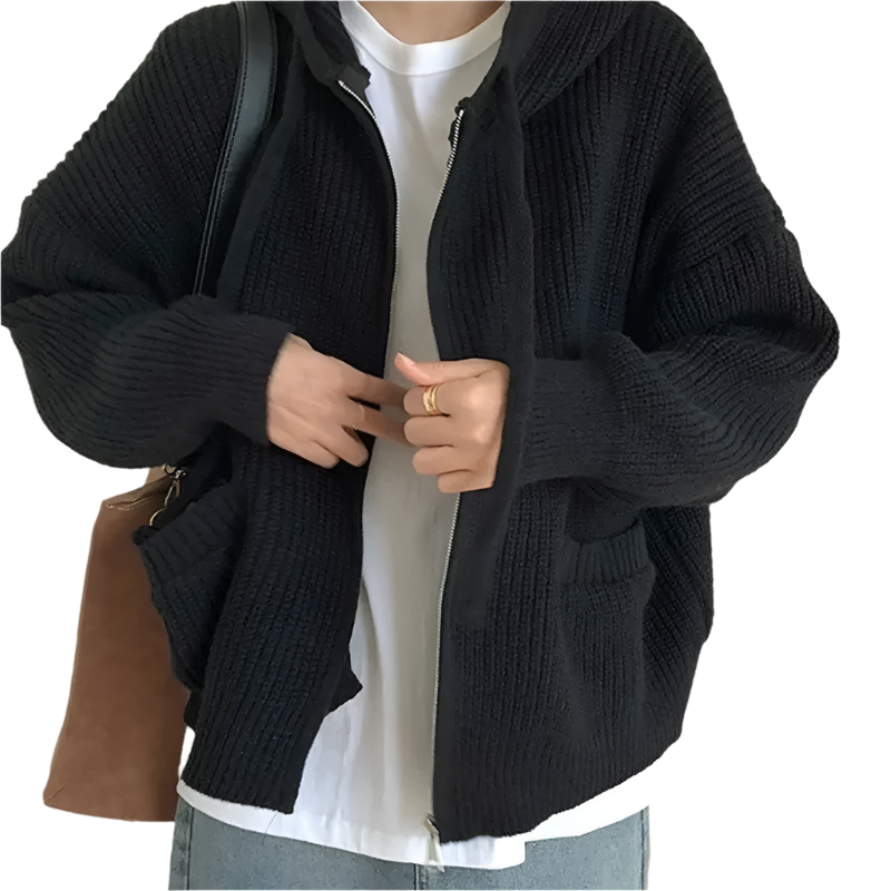 Women's Oversized Knit Sweaters with Zipper