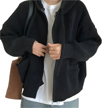 Women's Oversized Knit Sweaters with Zipper