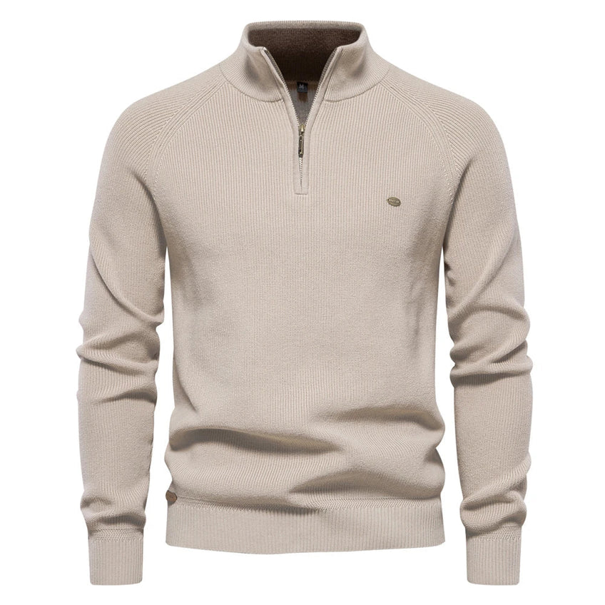 Men's Modern Knitted Sweater with Zipper