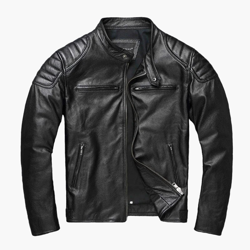 Leather Biker Jacket Classic Slim Fit