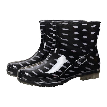 Waterproof Rubber Boots Mid-Calf Printed Non-Slip