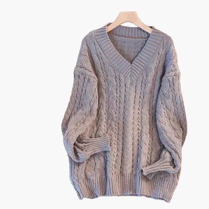 Grobstrick Pullover V-Ausschnitt Winter Twist Design