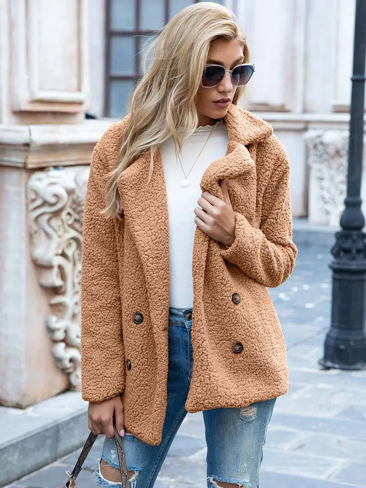 Weiche Damenjacke Teddy Mantel Winter - IdealeKleiden
