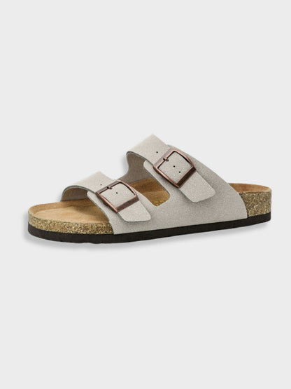 Comfortable Double Buckle Faux Leather Sandals