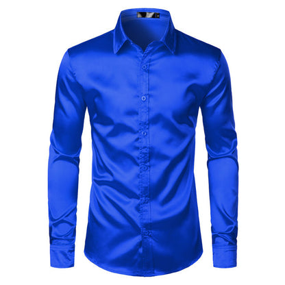 Elegant Men's Satin Wrinkle-Free Shirt