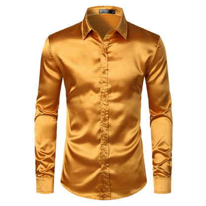 Elegant Men's Satin Wrinkle-Free Shirt