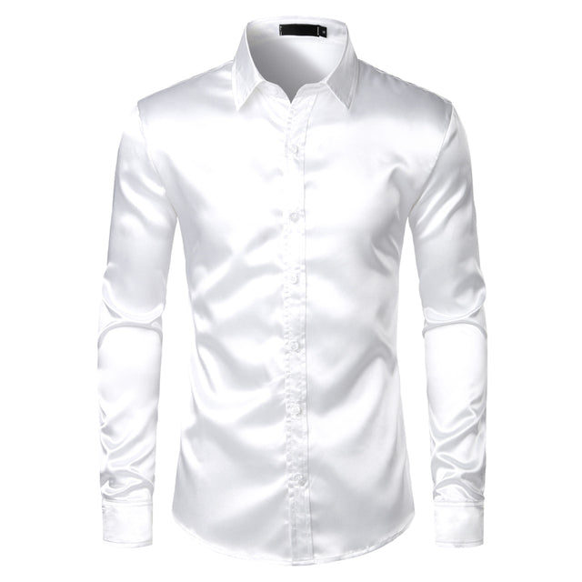 Elegant Men's Satin Wrinkle-Free Shirt