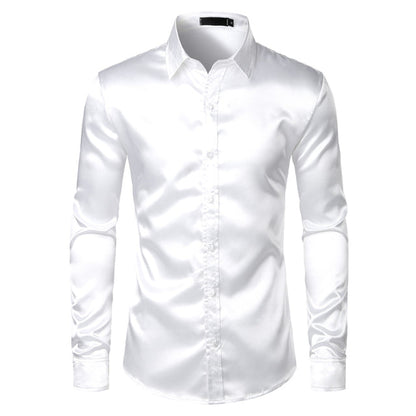 Elegant Men's Satin Wrinkle-Free Shirt