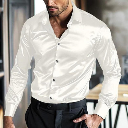 Satin Shirt Iron-Free Shiny Long-Sleeve