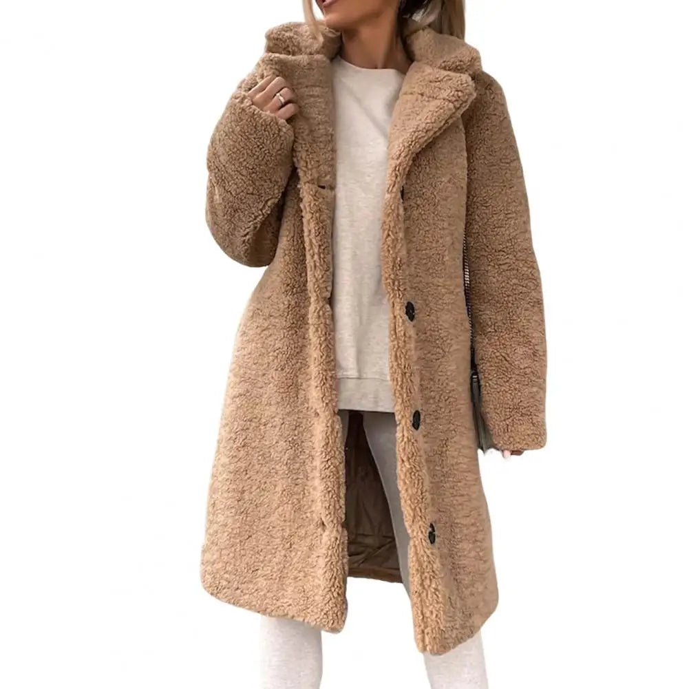 Women's Soft Teddy Jacket Button Closure Winter