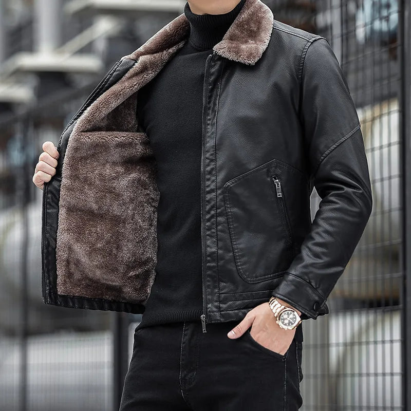 Elegante Lederjacke Herren Klassisch - IdealeKleiden