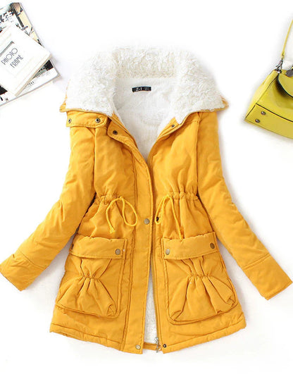 Warm winter dress with faux fur lining and adjustable fit
