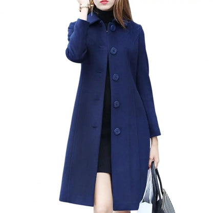 Women's Modern Wool Coat with Buttons