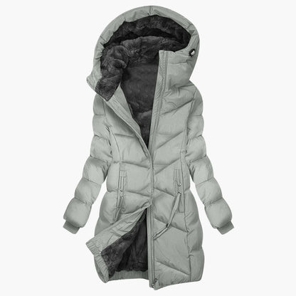 Women's Long Quilted Winter Coat Hooded Warm