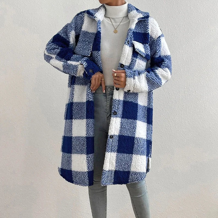 Fashionable Plaid Jacket Warm Polar Fleece