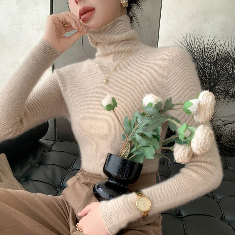 Soft Turtleneck Sweaters for Women Wool
