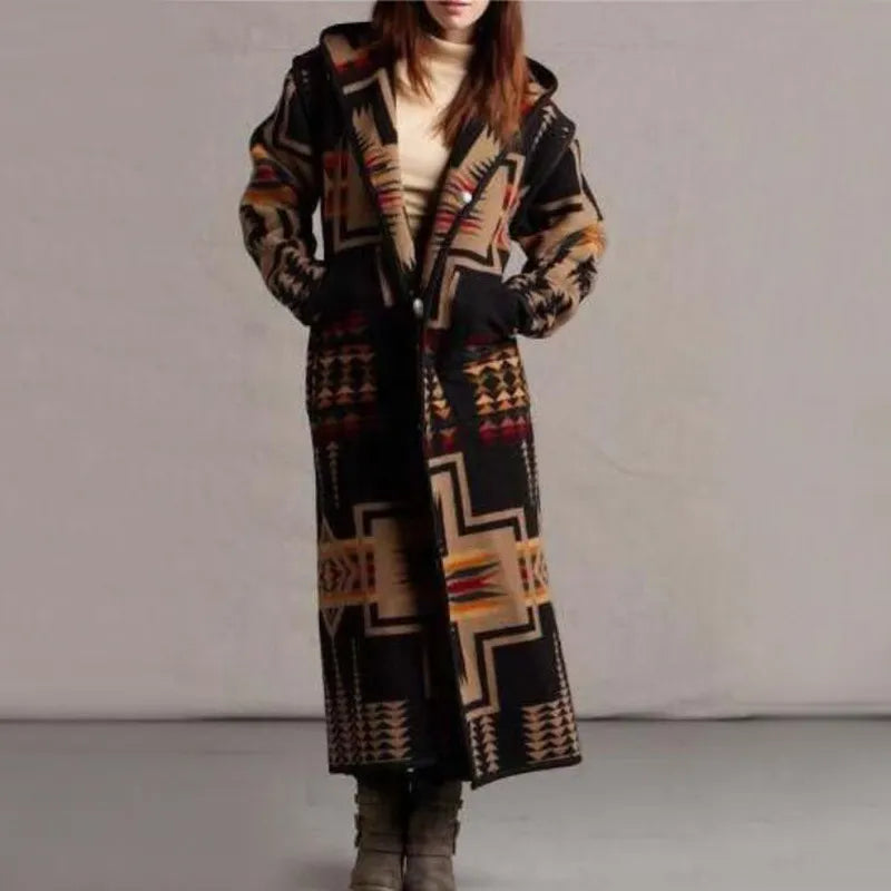 Long Boho Chic Ethnic Coat for Women