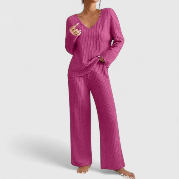 Women's Loungewear Set Ribbed Knit Pants Comfortable