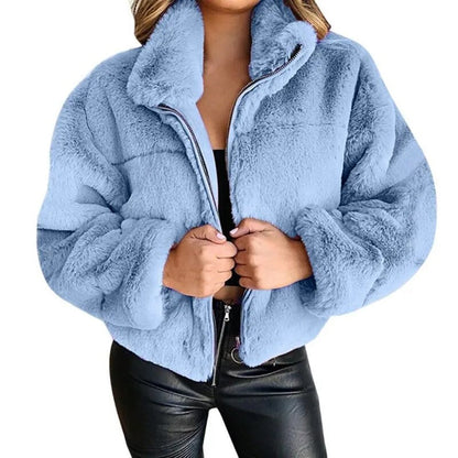 Oversize Faux Fur Jacket High Collar Soft