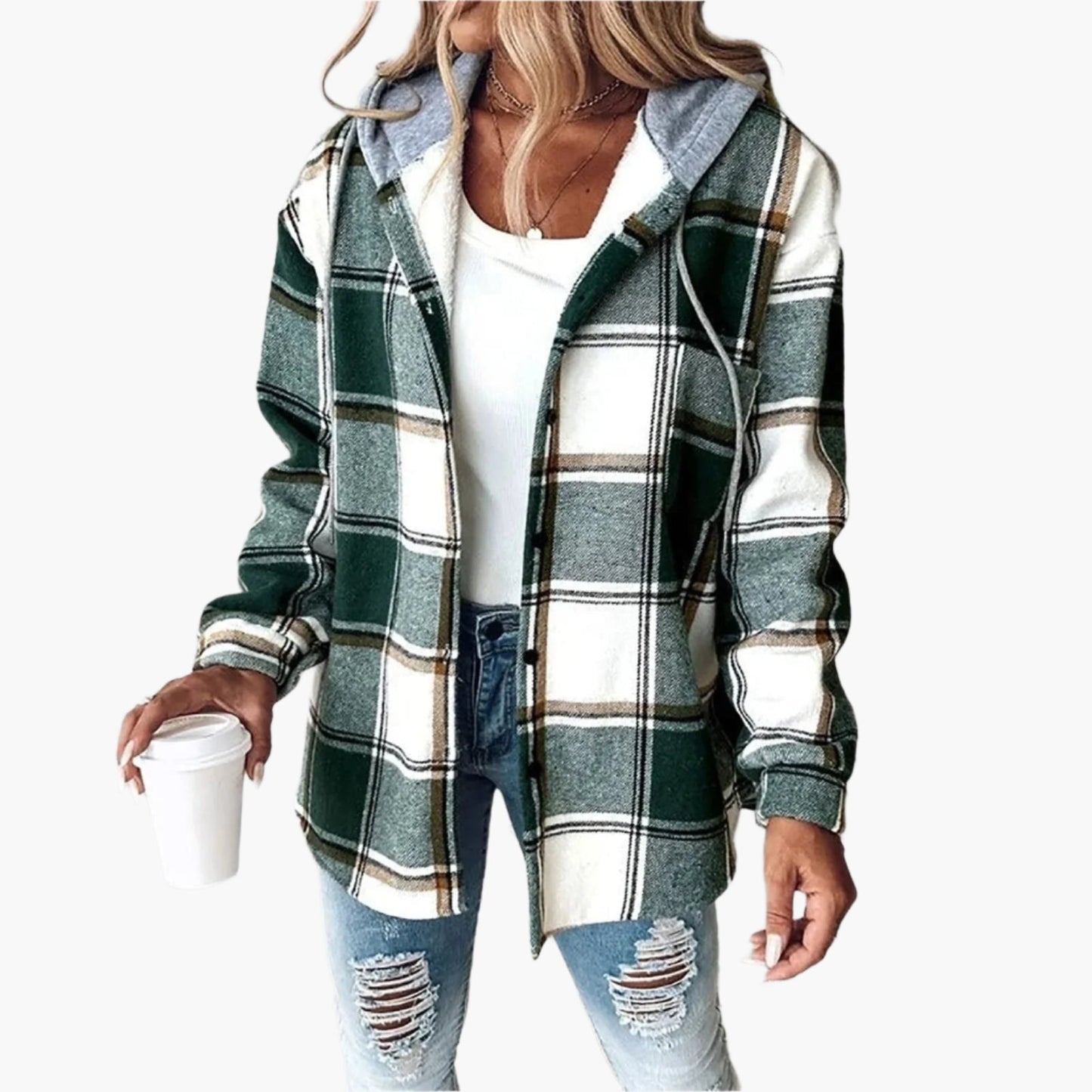 Plaid Winter Jacket Hood Autumn Style