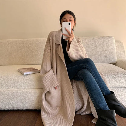 Elegant Autumn Coat Long Women's Knitwear