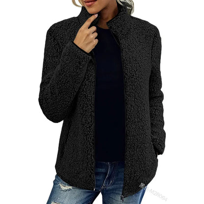 Women's Winter Teddy Jacket - Soft & Warm with High Collar