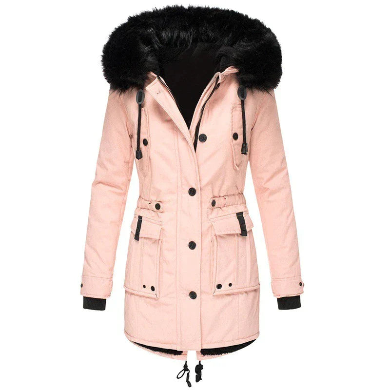 Women's Winter Jacket Warm Fur Hood