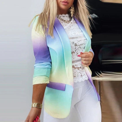 Women's Blazer Long Sleeve Tie-Dye Trendy