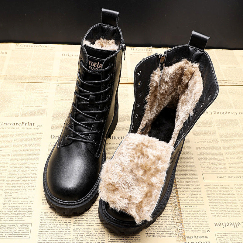 Stylish Black Leather Winter Boots