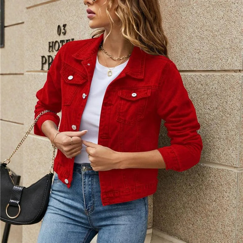 Stylish Sustainable Denim Jacket with Buttons and Pockets
