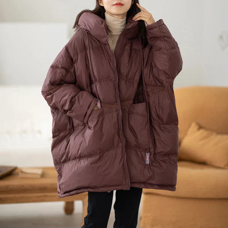 Women's Warm Oversized Down Jacket with Hood