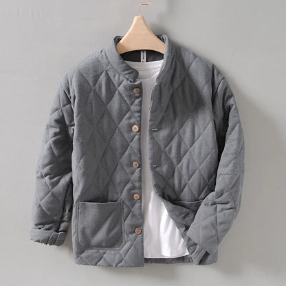 Men's Modern Summer Jacket Buttons Diamond Pattern