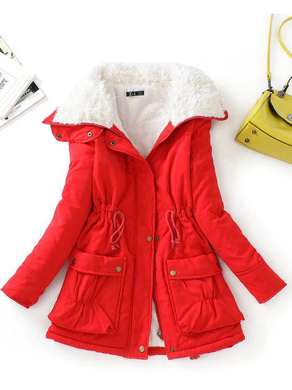 Warm winter dress with faux fur lining and adjustable fit