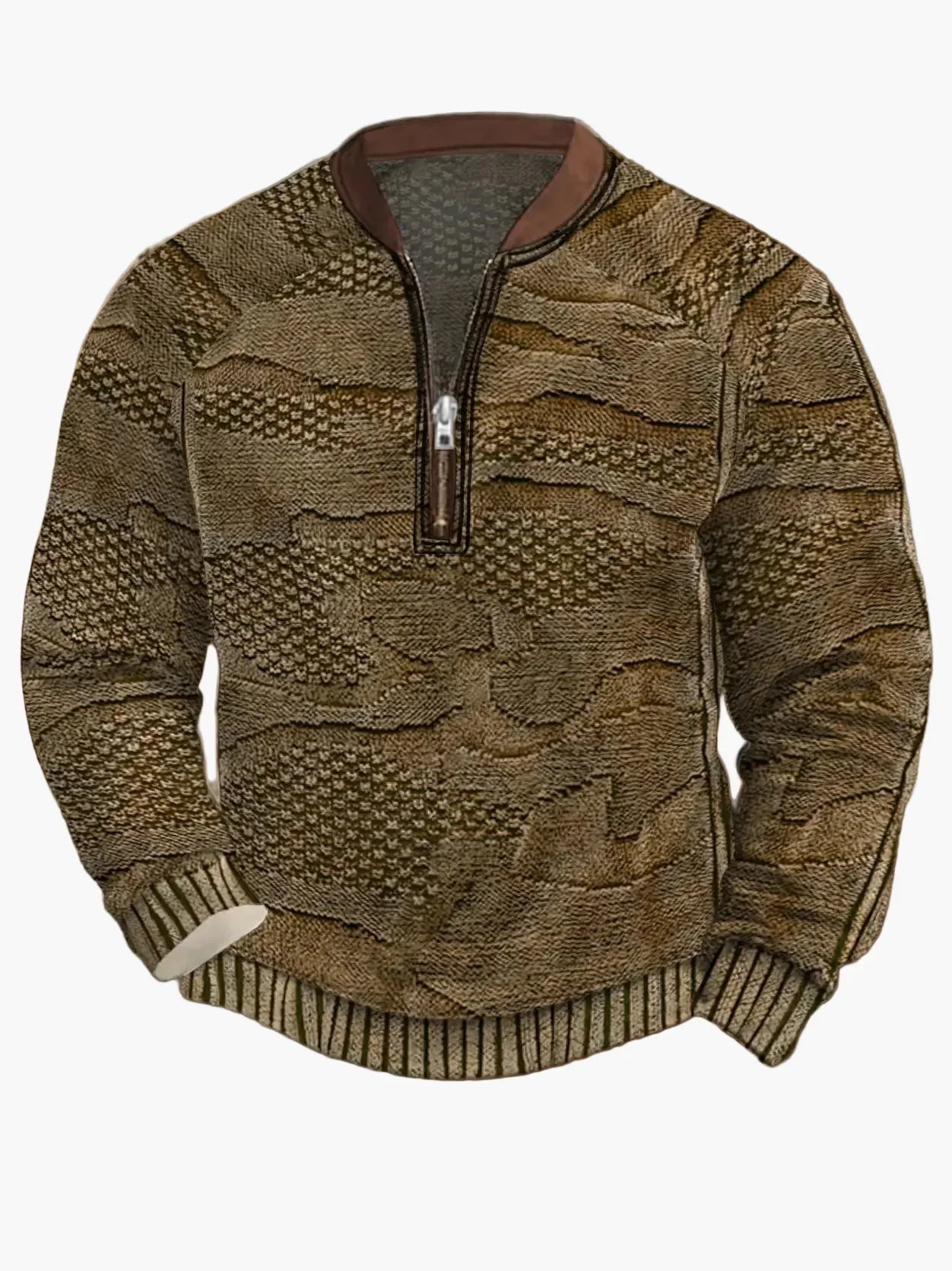 Men's Modern Zip-Up Knit Sweater