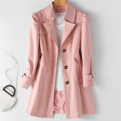 Elegant Women's Mid-Length Trench Coat