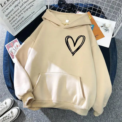 Women's Heart Hoodie Comfortable Trendy Design