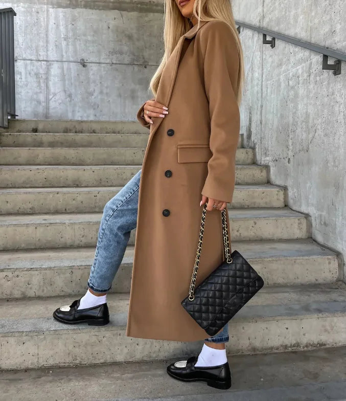 Elegante Damen Wolljacke Mit Gürtel - IdealeKleiden