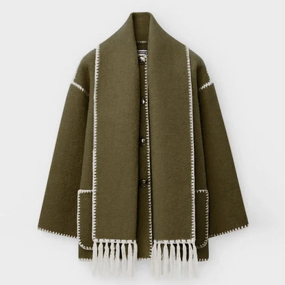 Women's Elegant Wool Blend Scarf Jacket