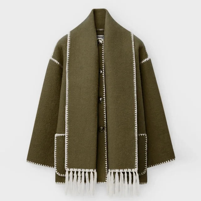 Women's Oversized Wool Coat with Shawl Collar