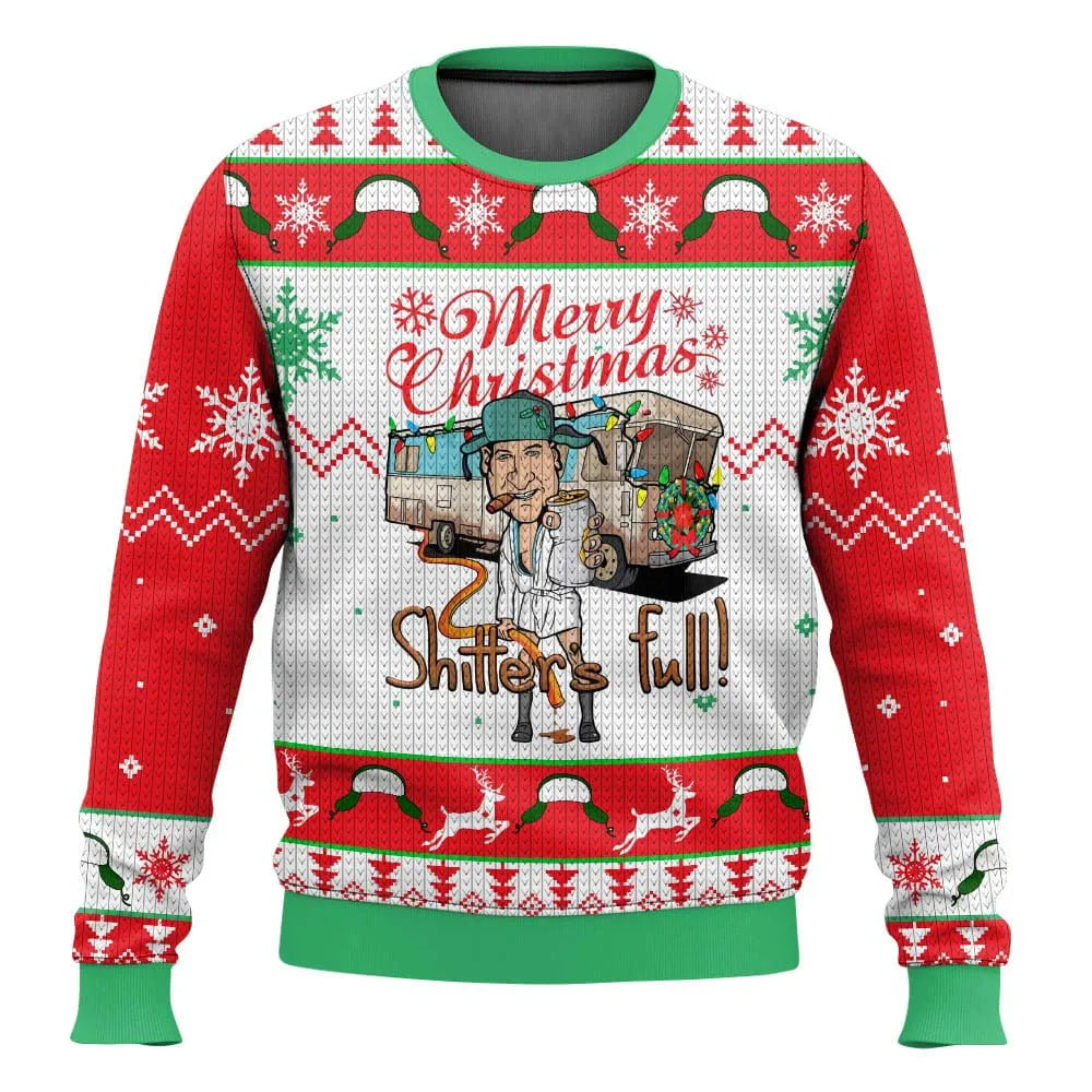 Herren Weihnachtspullover Ski Motiv Witzig
