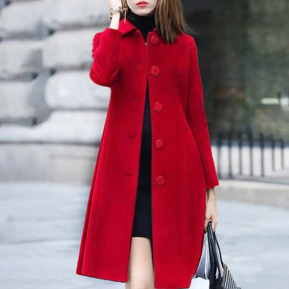 Women's Modern Wool Coat with Buttons