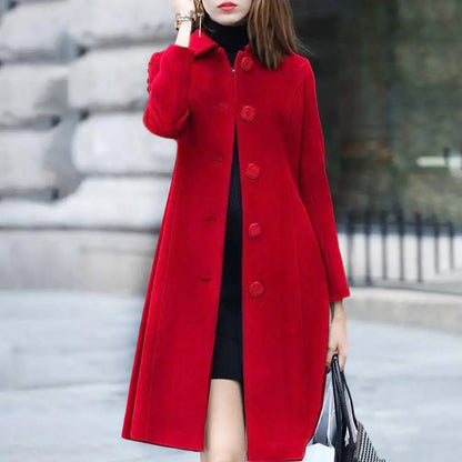 Women's Modern Wool Coat with Buttons