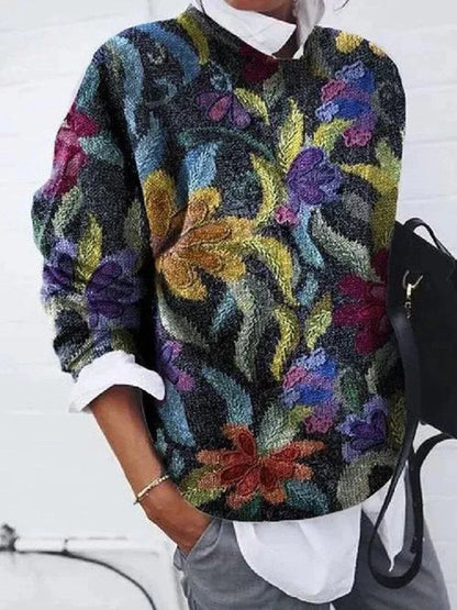 Elegant Sweater with Print Olive Green